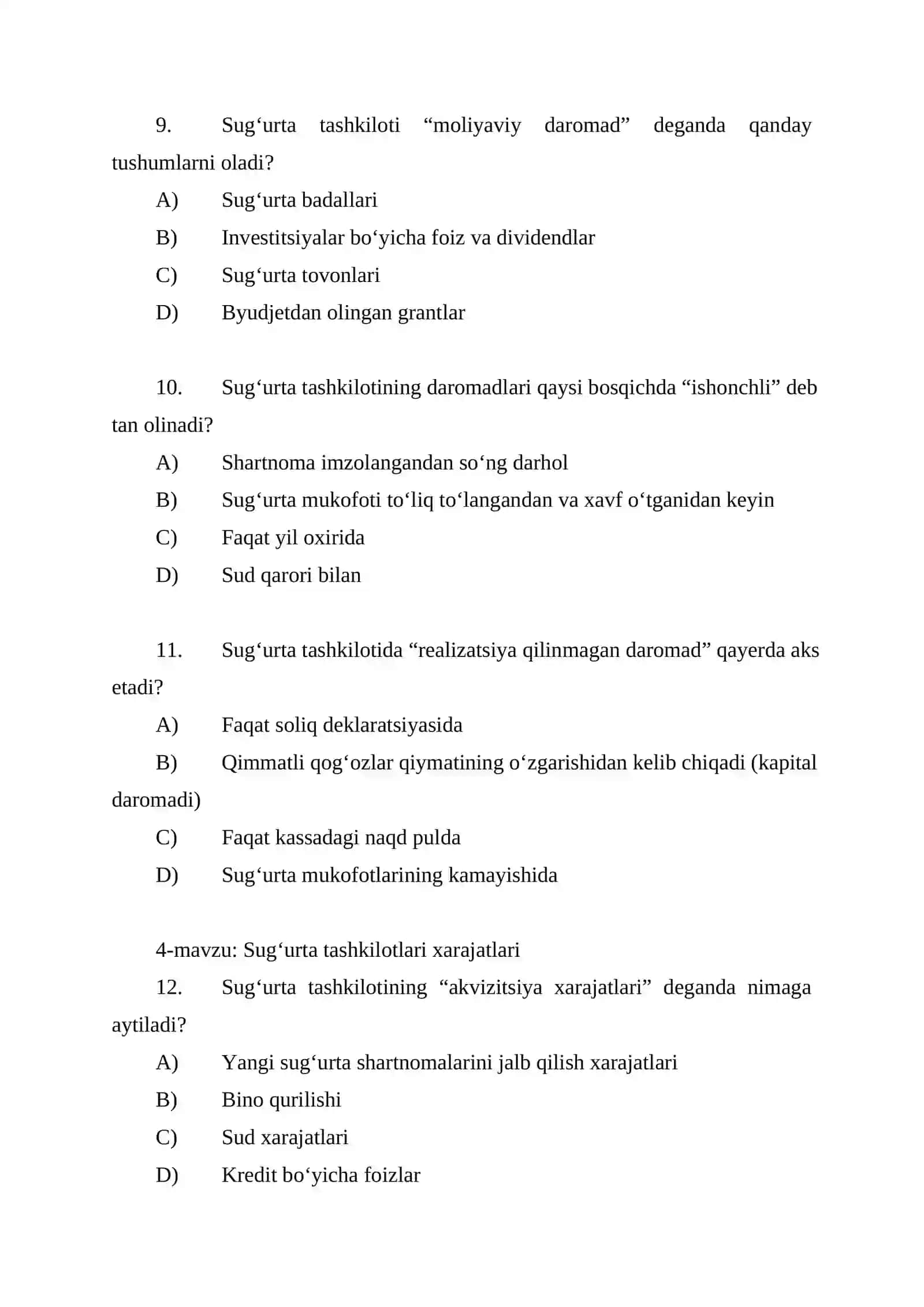 Sug‘urta tashkilotlari moliyasining xususiyatlari 4