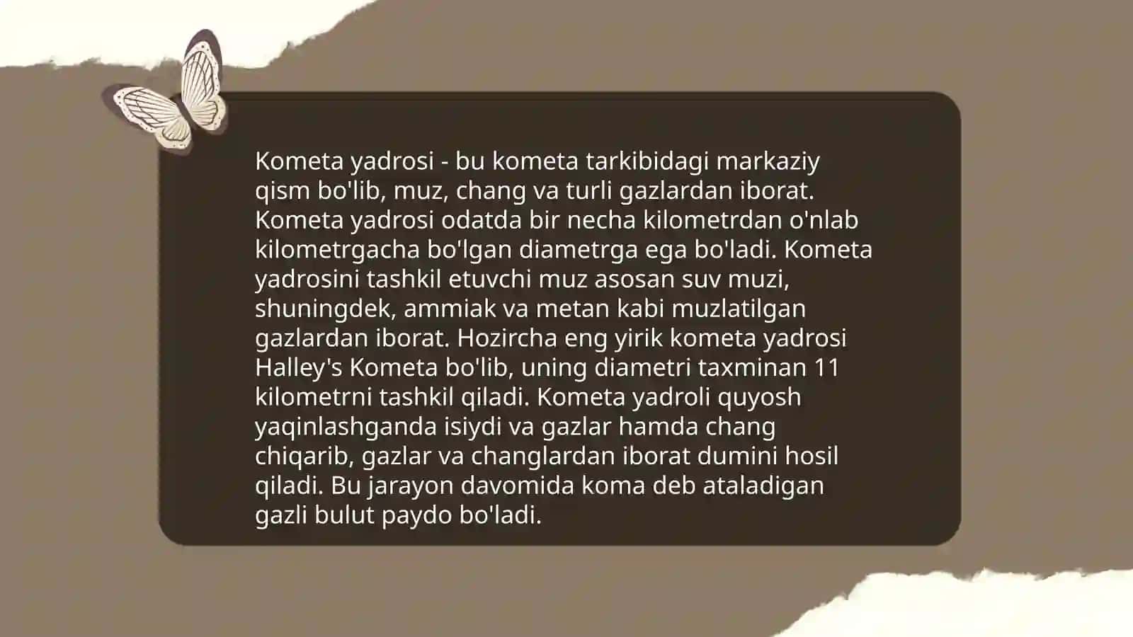 Kometalarning fizik xarakteristikasi 4