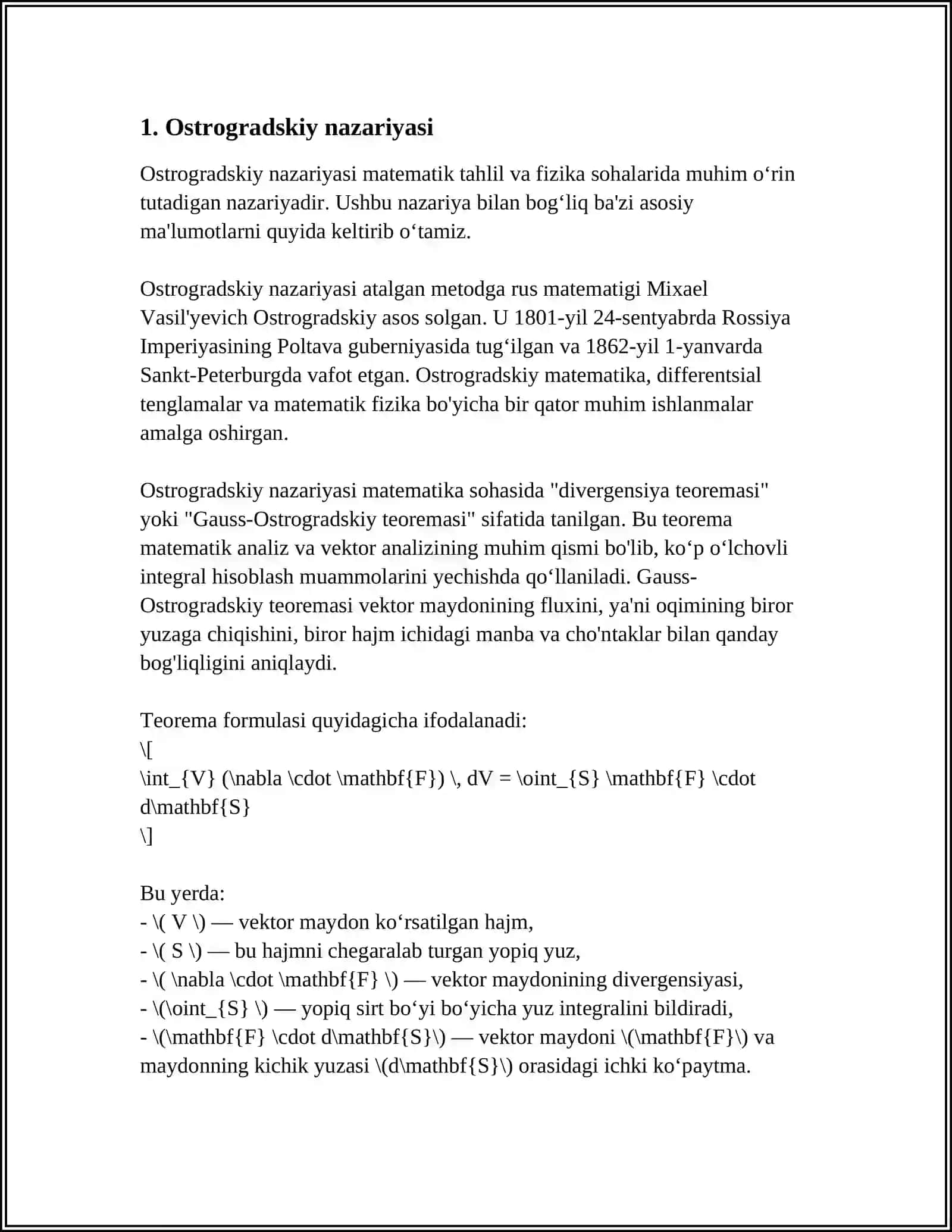 OSTROGRADSKIY-LIUVILL FORMULASI 4