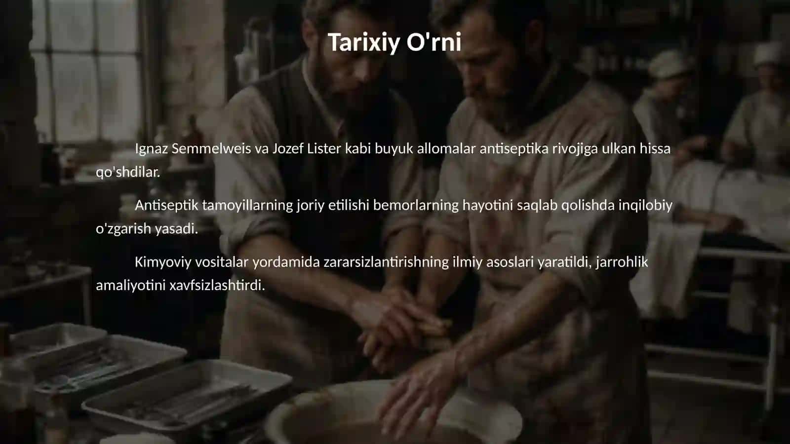 Xirurgiyada antiseptika asoslari. Antiseptiklarni qo'llash usullari 4