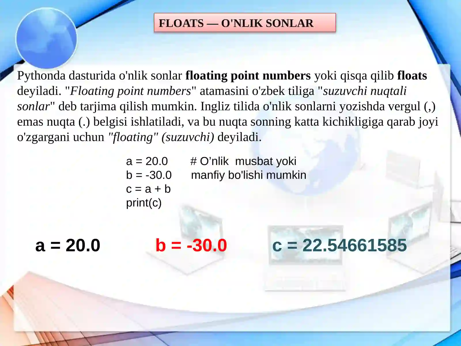 pytonda sonlar bilan ishlash 4