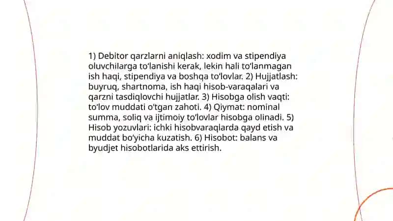 Byudjet tashkilotlarining xodimlar va stipendiya oluvchilar bilan debitor qarzlari hisobi 4