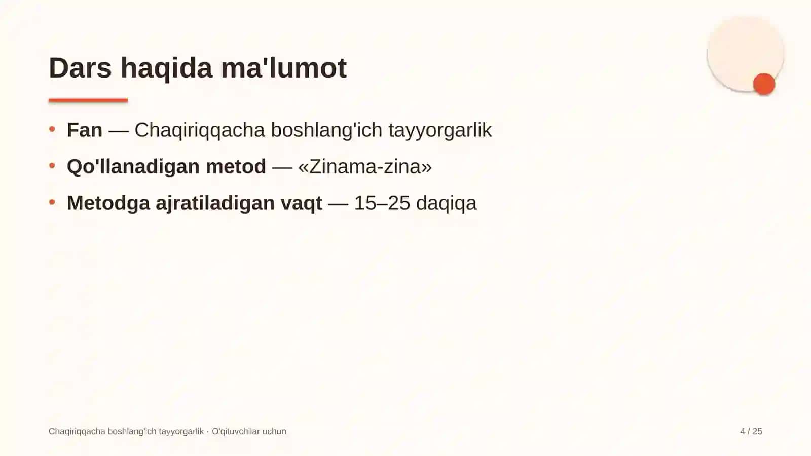 chaqiriqqacha boshlang'ich tayyorgarlik darslarida zinama zina metodidan foydalanish 5102 4
