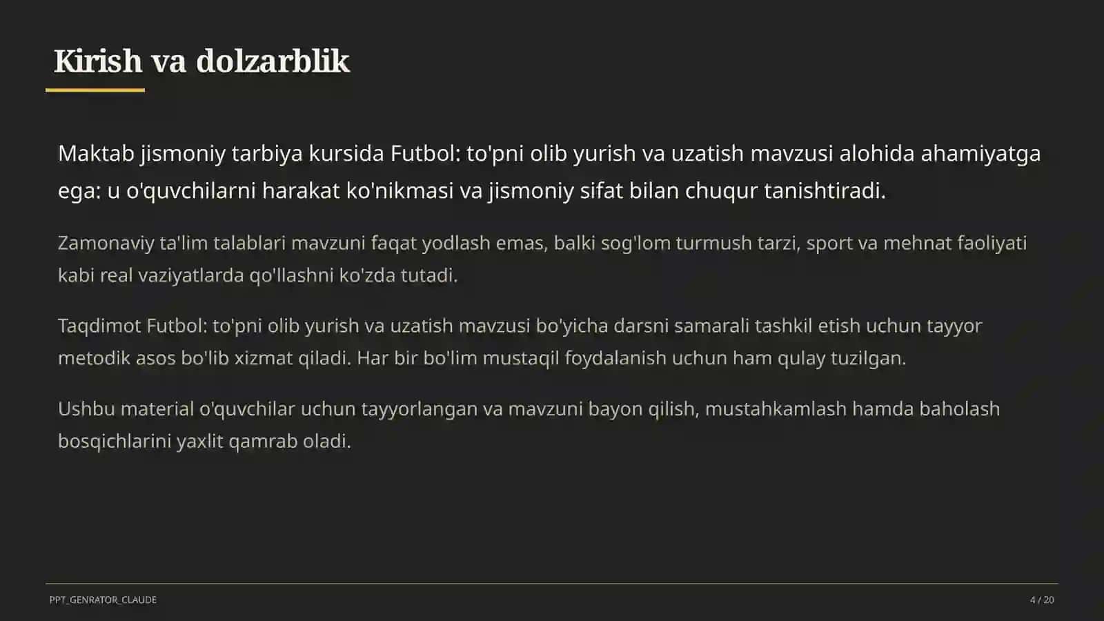Futbol: to'pni olib yurish va uzatish (5-sinf) 4