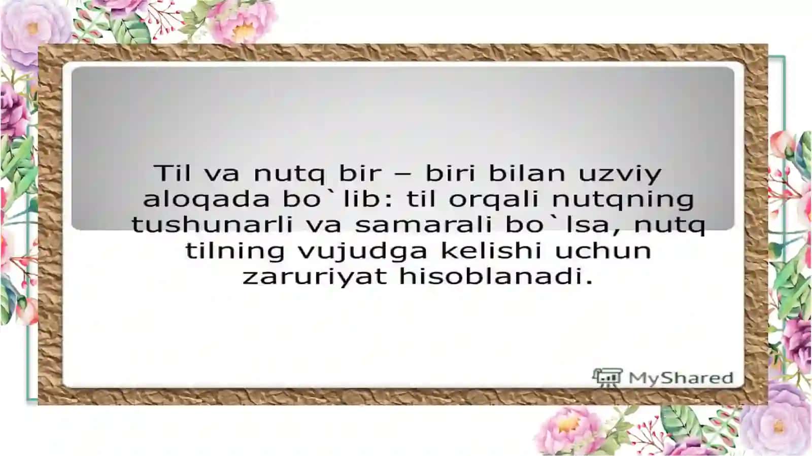 Til va nutq munosabati.Til va nutq birliklari 4