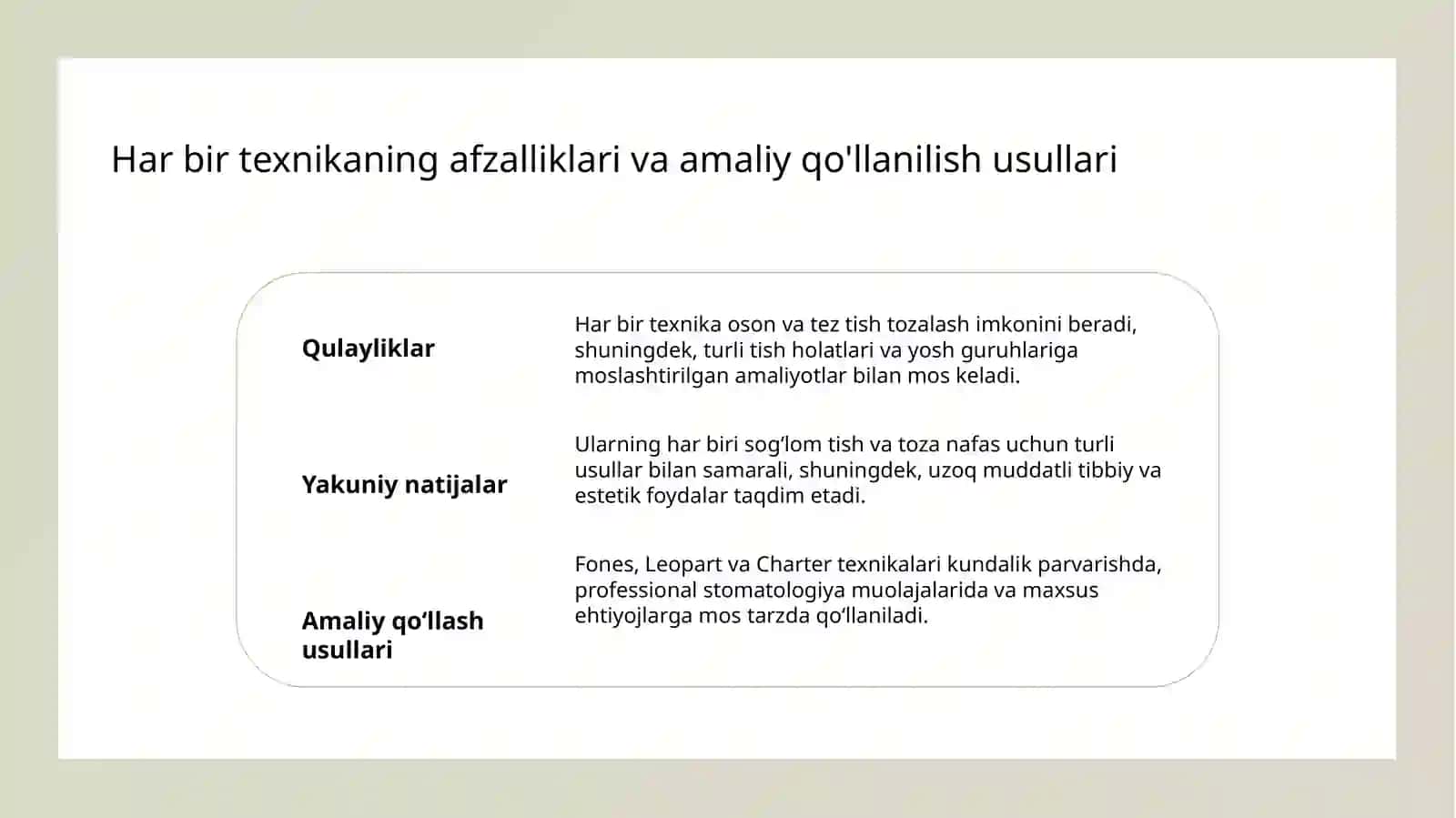 Tish tozalash usullari Fones Leopart Charter 4