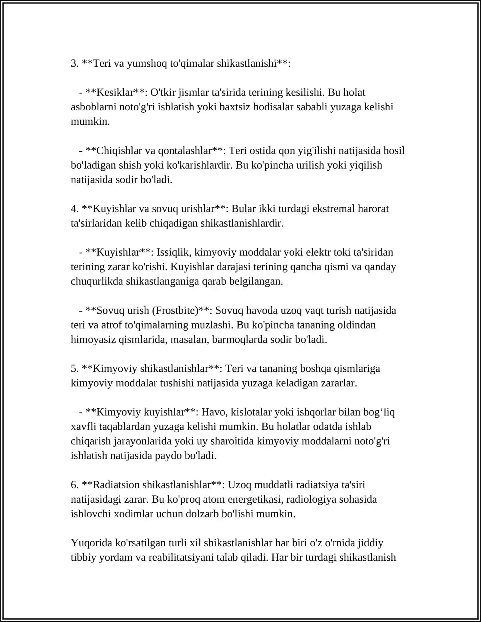 MUSTAQIL ISH Mavzu: XIRUG TRMATOLOG 4