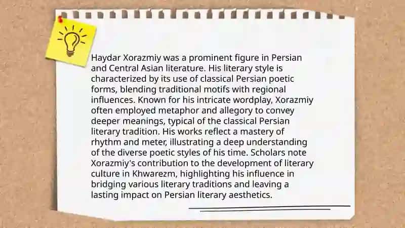 Haydar Xorazmiy ijodining asosiy xususiyatlari 4