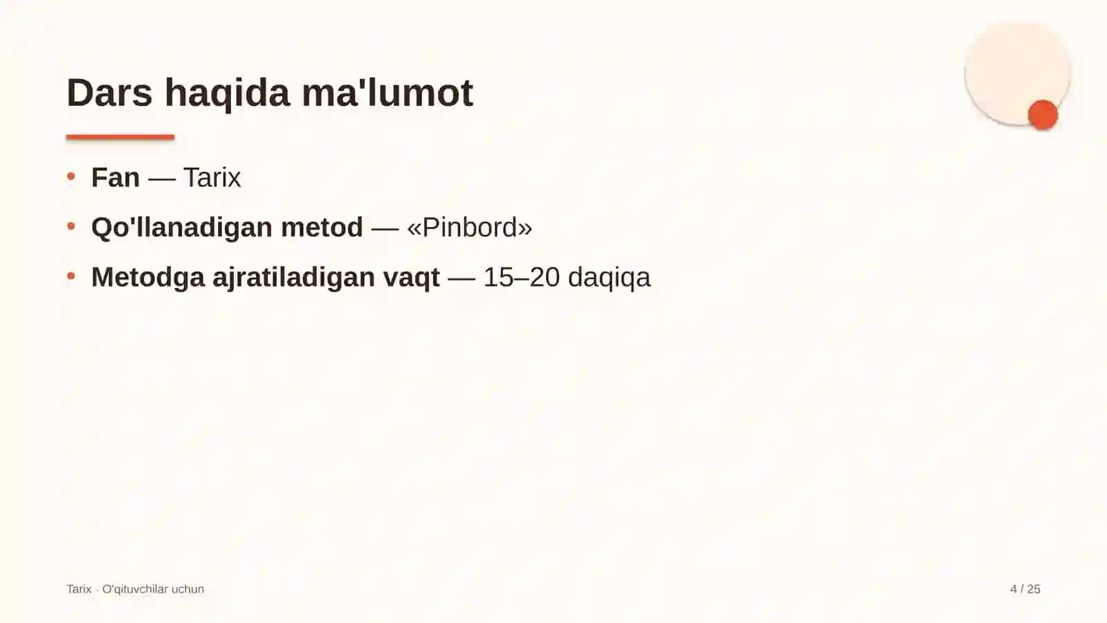 tarix darslarida pinbord metodidan foydalanish 3264 4