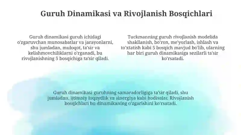 Kichik va Katta Guruhlar Psixologiyasi 4