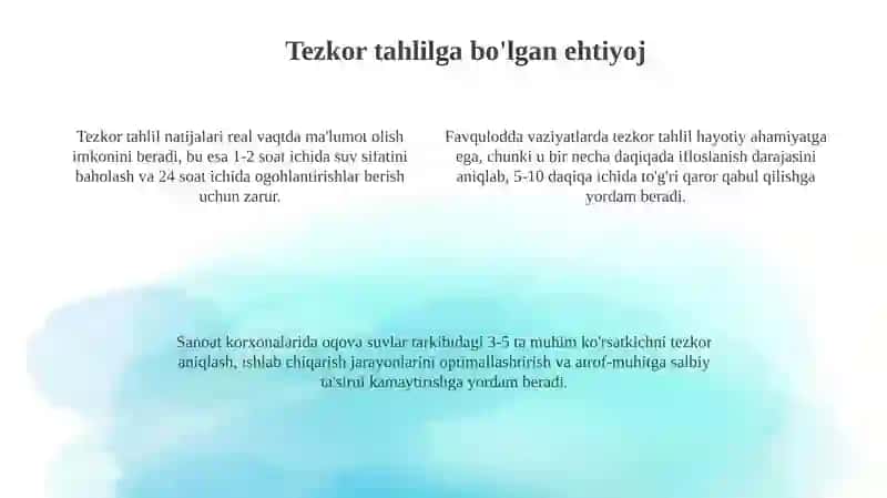 Gidrokimyoviy ekspertiza laboratoriyalarda qo'llaniladigan tezkor tahlil usullari 4