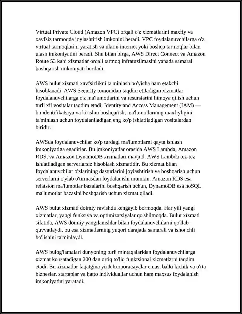 Amazon Cloud Xizmati 4