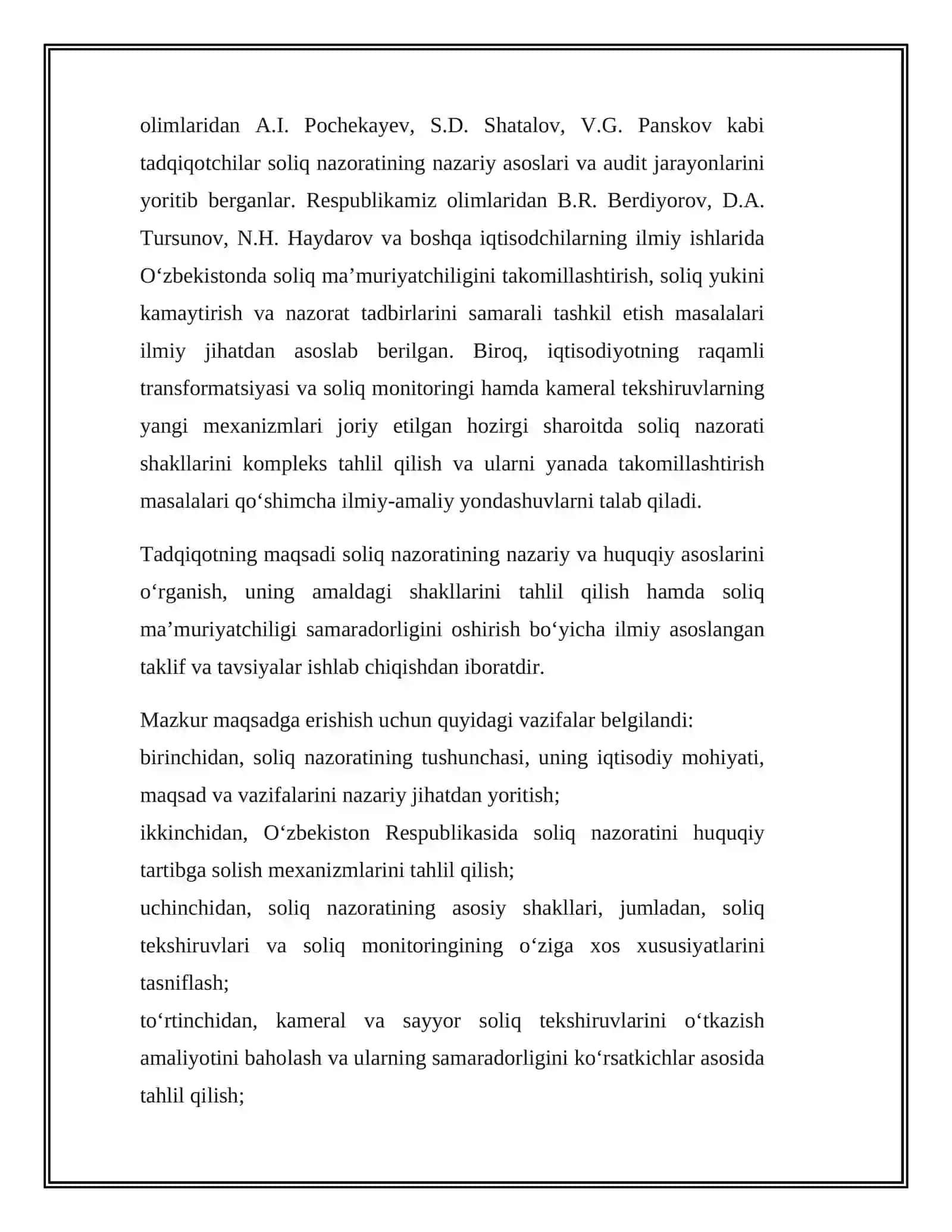 Soliq nazorati shakllarini oʻrganish va tahlil qilish 4
