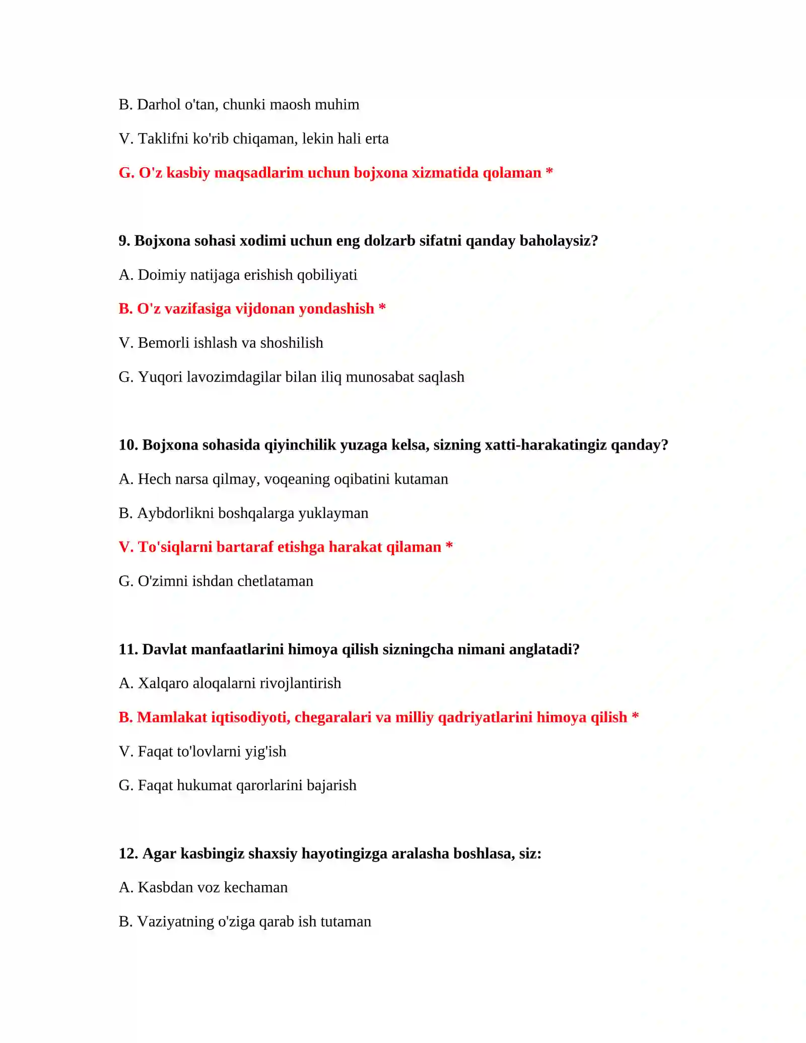 Bojxona test savollari 200 ta 4