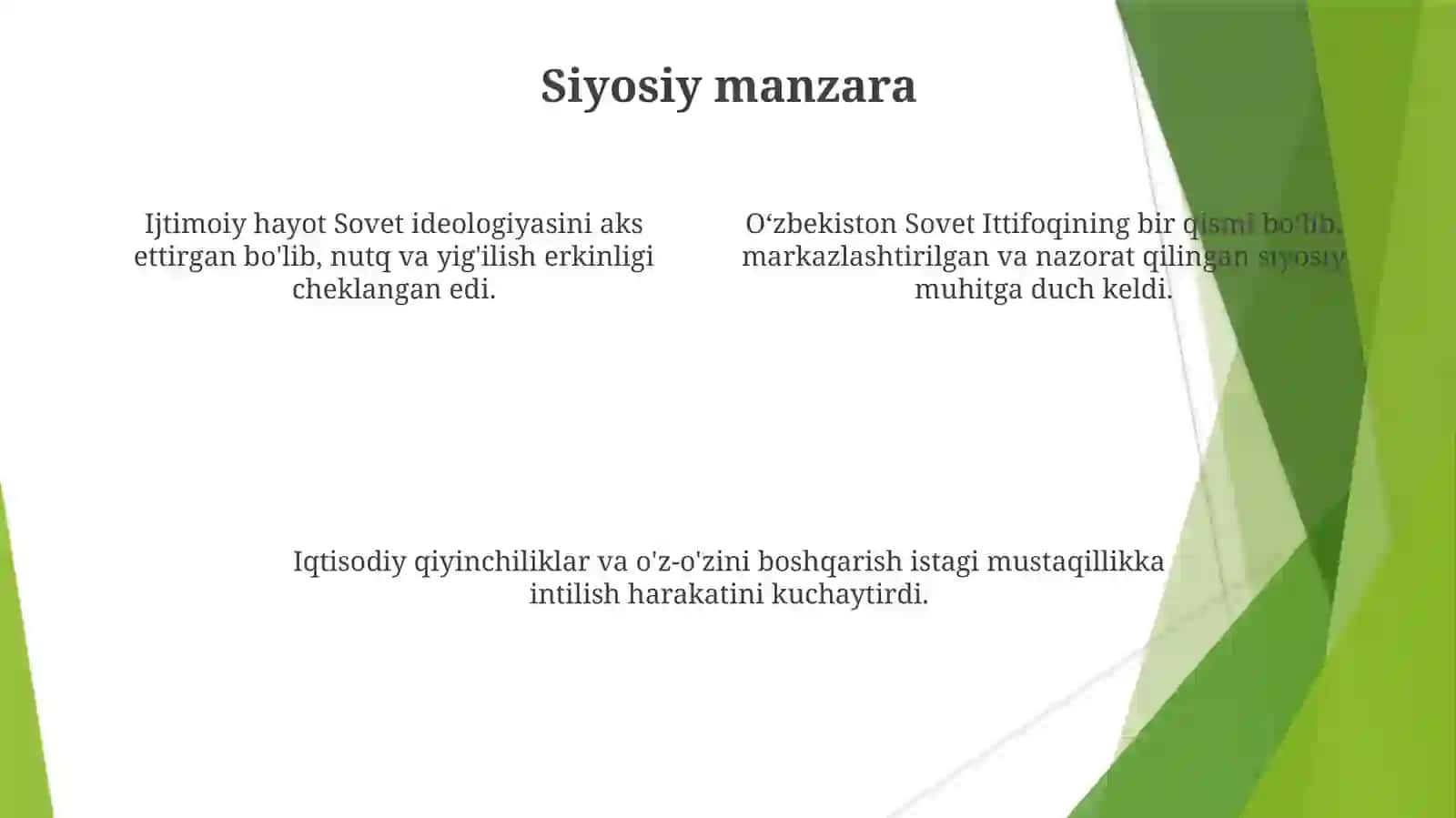 Iqtisodiy Sharoitlar va Muammolar 4