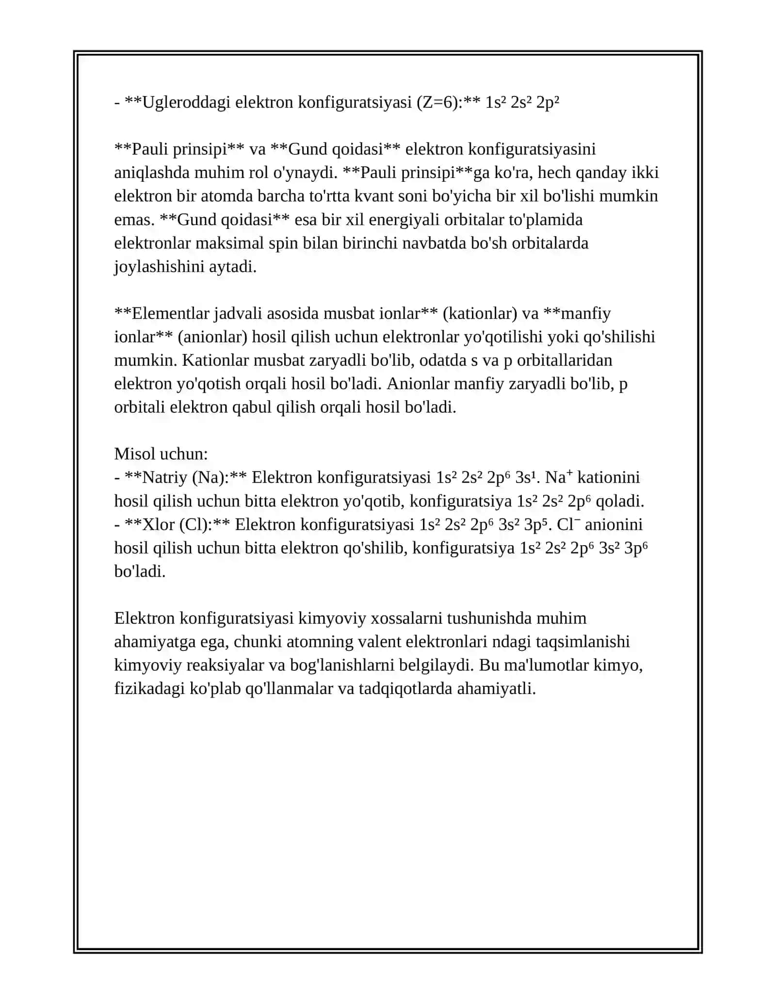 LI NING ELEKTRON FORMULASI, TABIATDA UCHRASHI, OLINISHI, FIZIK VA KIMYOVIY HOSSALARI. GIDRIDLAR, OKSIDLAR, PEROKSIDLAR, GIDROKSIDLAR, NITRIDLAR, SULFIDLAR VA ASOSIY BIRIKMALARNING HOSSALARI, OLINISHI VA ISHLATILISHI. 4