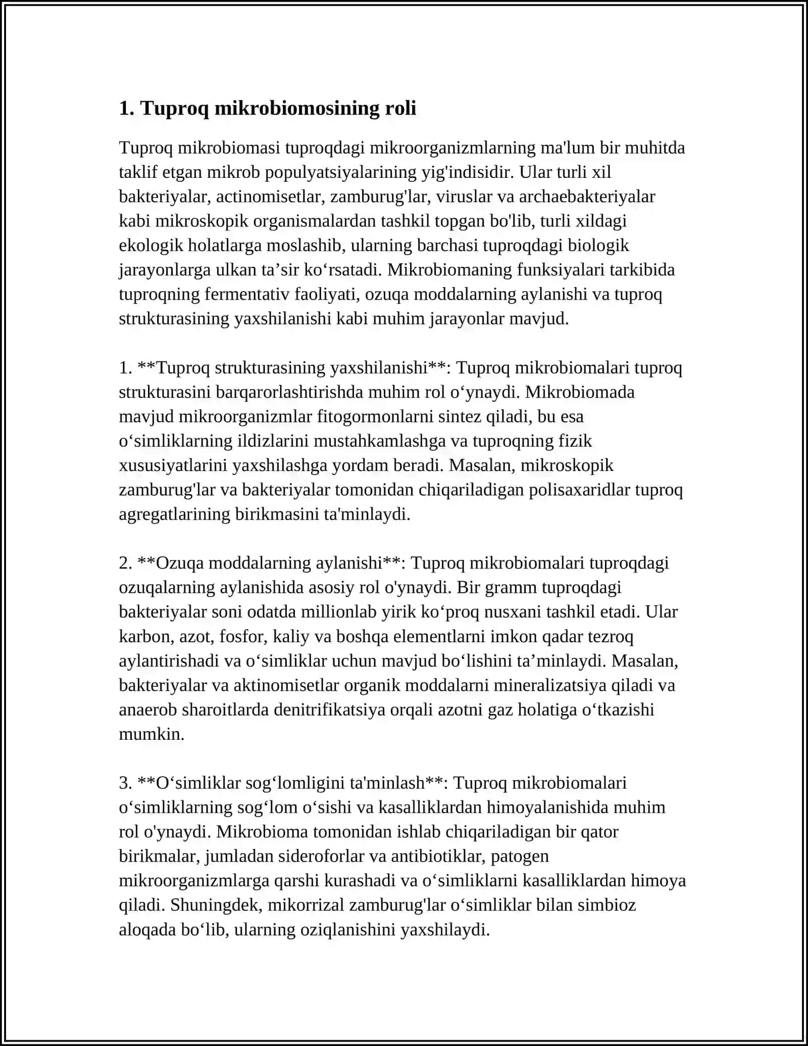 TUPROQ MIKRO BIYOMOSI VA UNING OZIQ OVQADDAGI ORNI 4