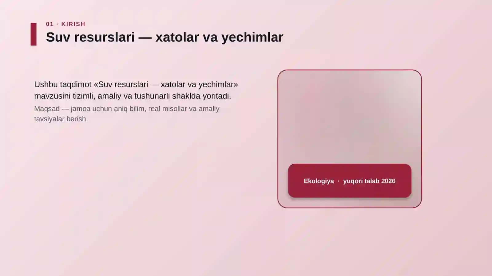 Suv resurslari — xatolar va yechimlar 4