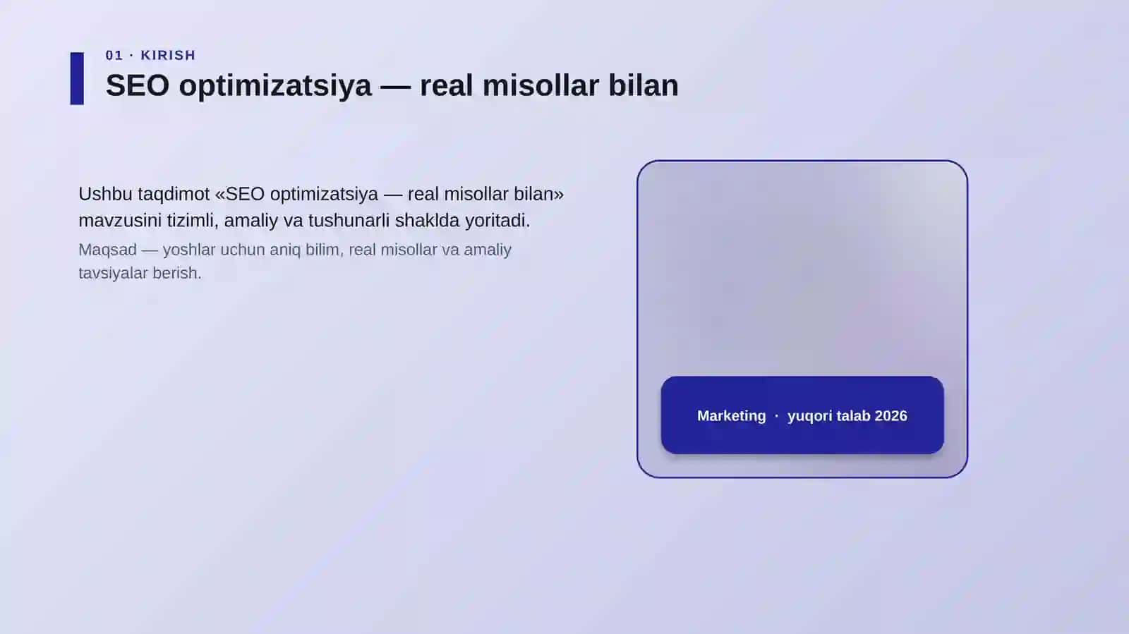SEO optimizatsiya — real misollar bilan 4