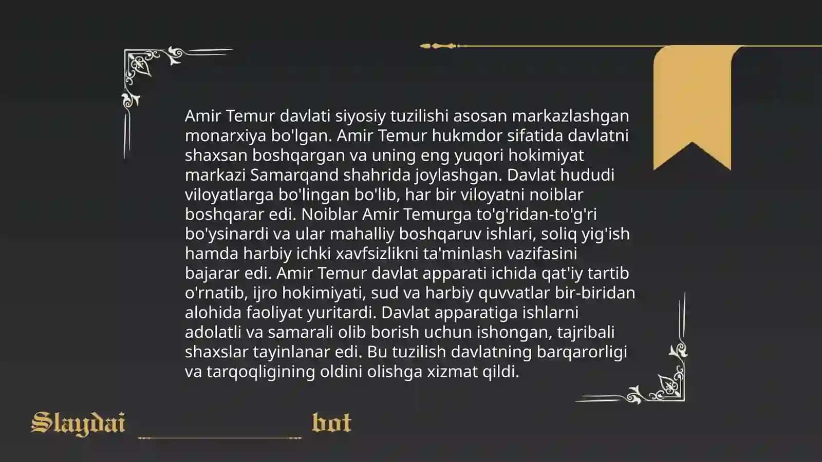 Amir Temurning davlat boshqaruvi 4