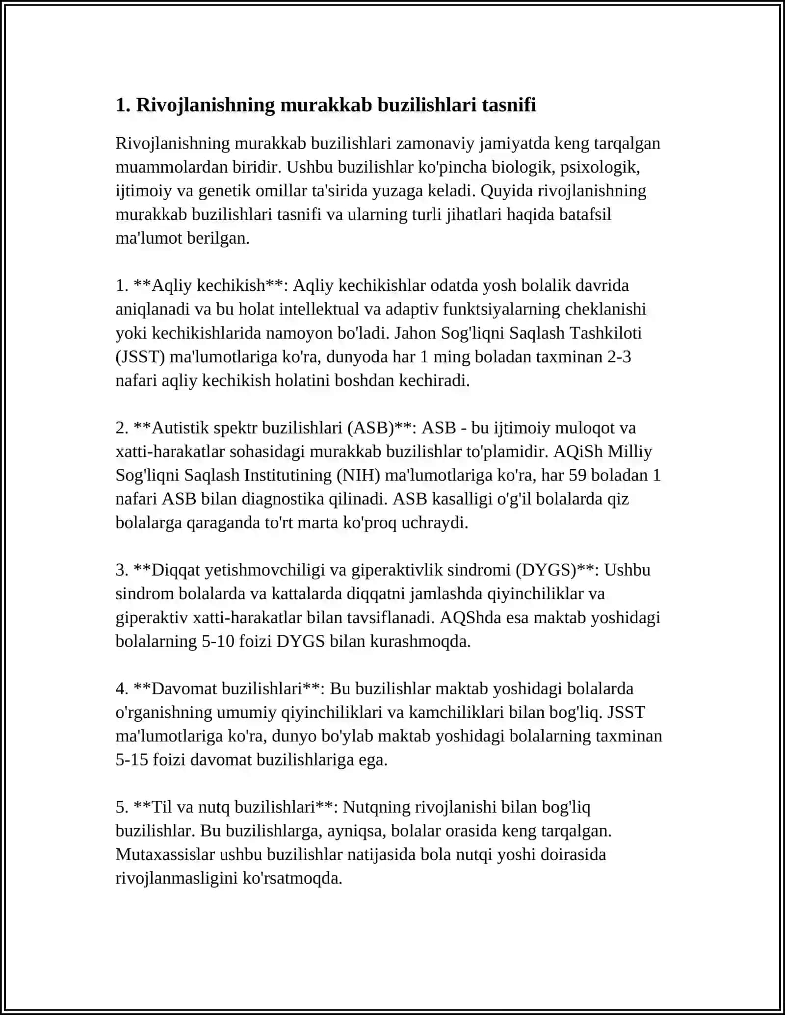 RIVOJLANISHNING MURAKKAB BUZILISHLARI BÒLGAN BOLALARNI KLINIK PSIXOLOGIK VA PEDAGOGIK ÒRGANISH 4