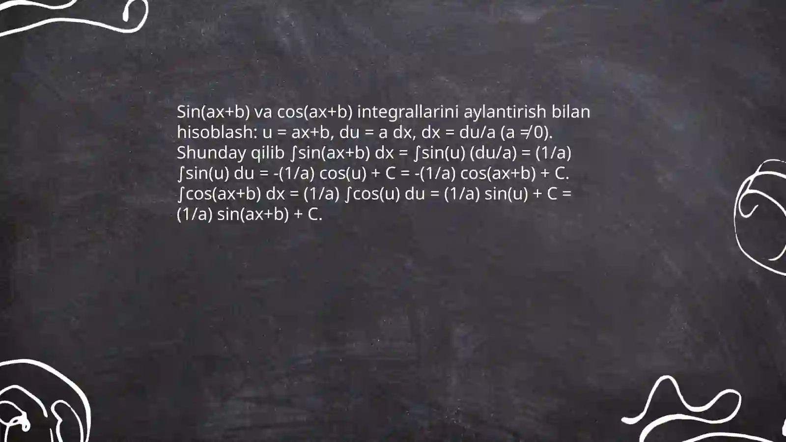 Trigonometric funksiyalarni integrallash 4