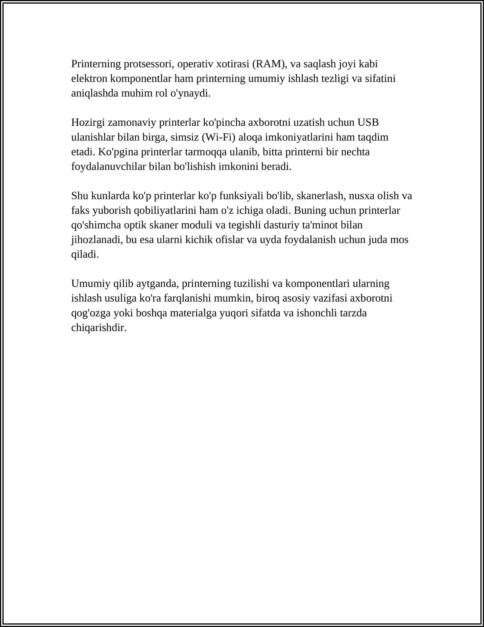Printerning umumiy tuzilishi va asosiy komponentlari 4