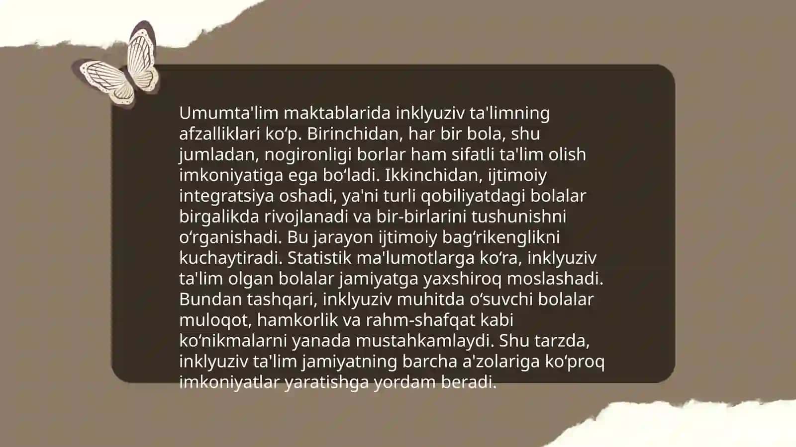 Alohida yordamga muhtoj bolani umumta'lim maktabi yoki maktabgacha tashkilotda inklyuziv ta'lim sharoitida oʻqishga moslashishida oila va maktabning oʻrni 4