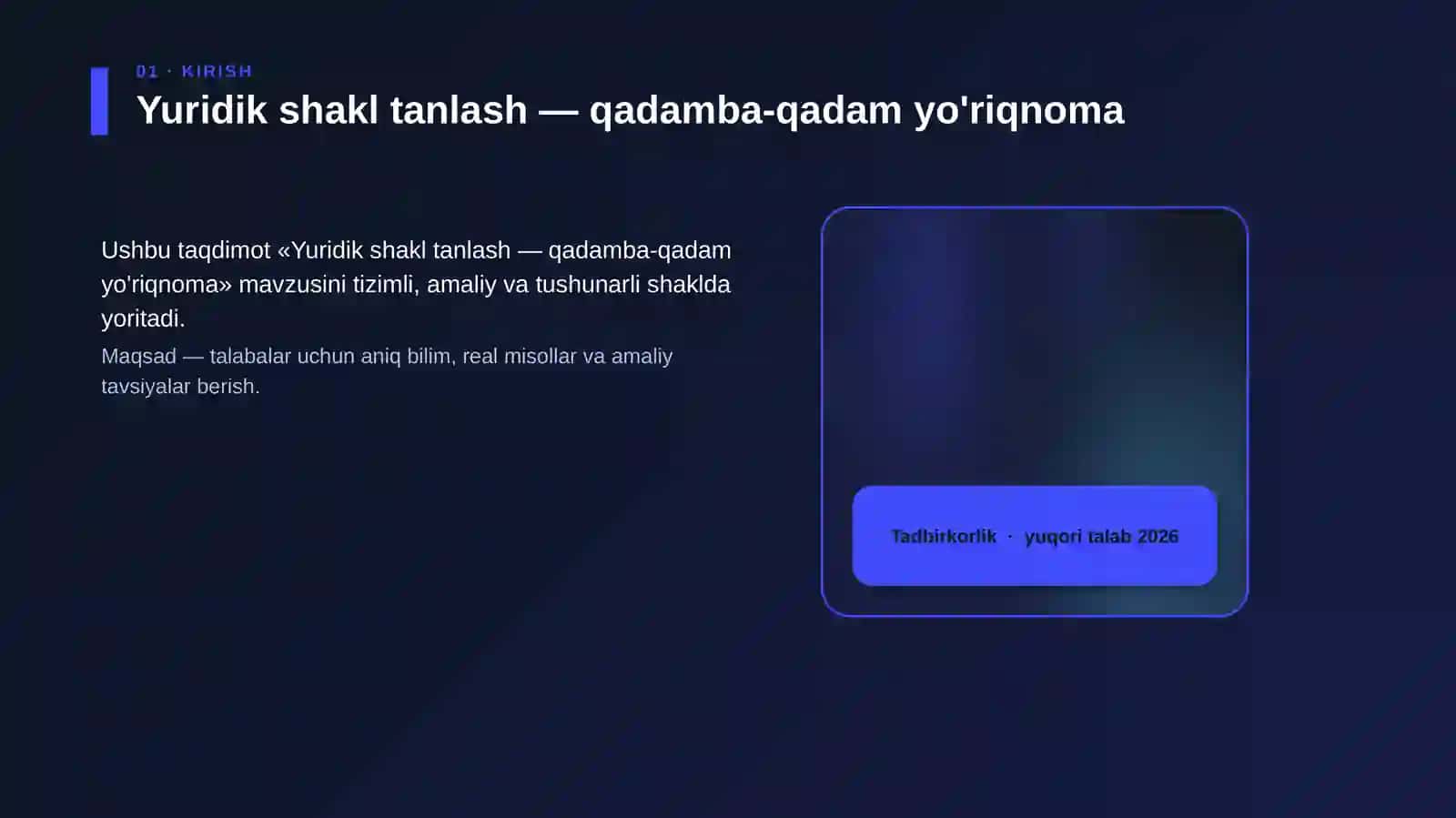 Yuridik shakl tanlash - qadamba-qadam yo'riqnoma 4