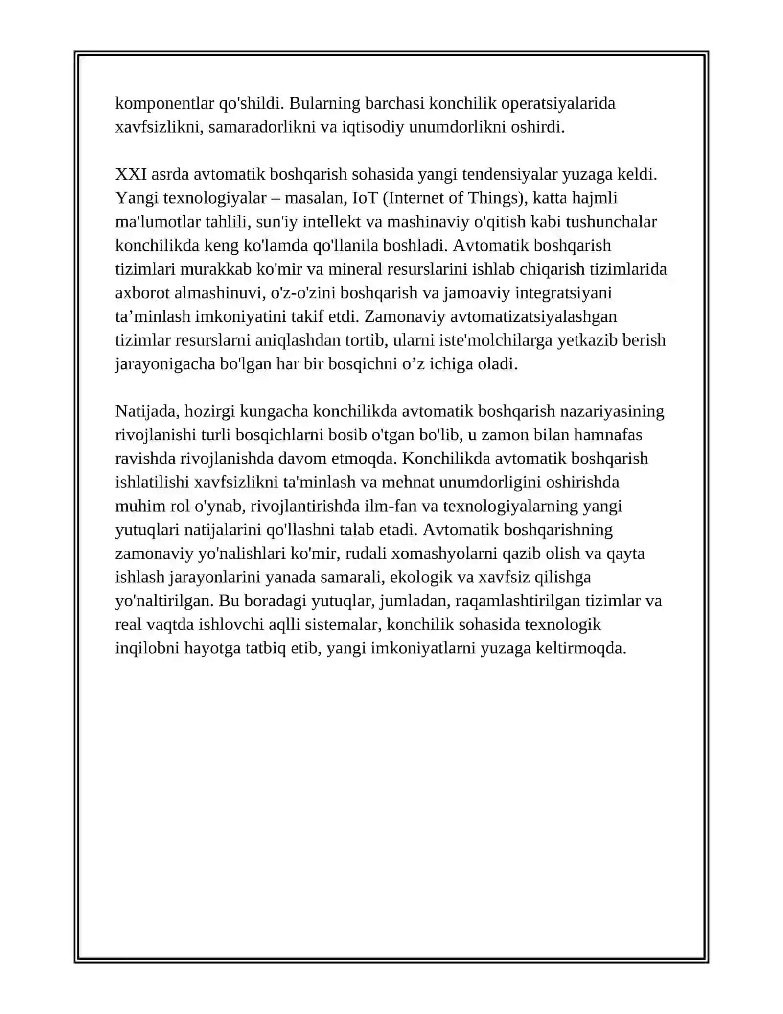 AVTOMATIK BOSHQARISH NAZARIYASIDA KONCHLIK KORHONALARIDA AVTOMATIK VA BOSHQARUV NAZARYASINING RIVOJLANISH BOSQICHLARI HAMDA ZAMONAVIY YO'NALISHLARI 4
