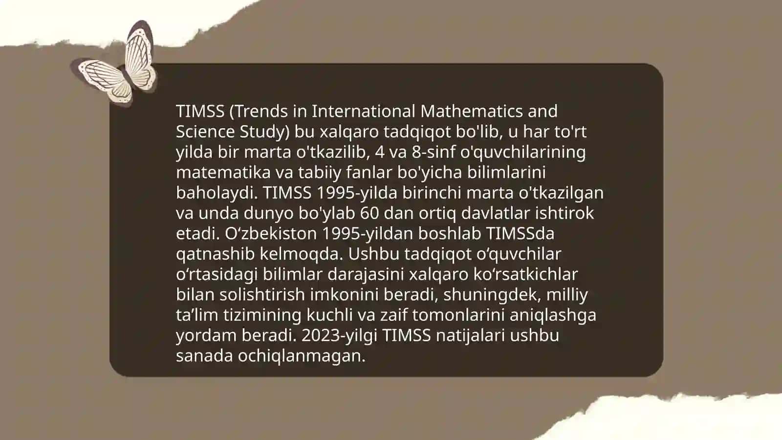 TIMSS xalqaro baholash dasturi 4