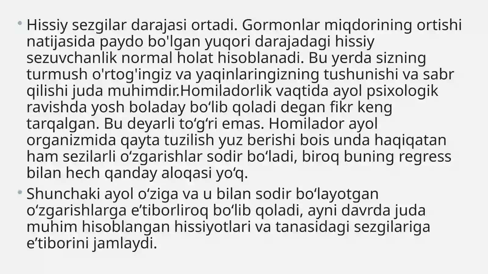 Xomiladorlik davri trimestrlarining psixologik xususiyatlari. 4
