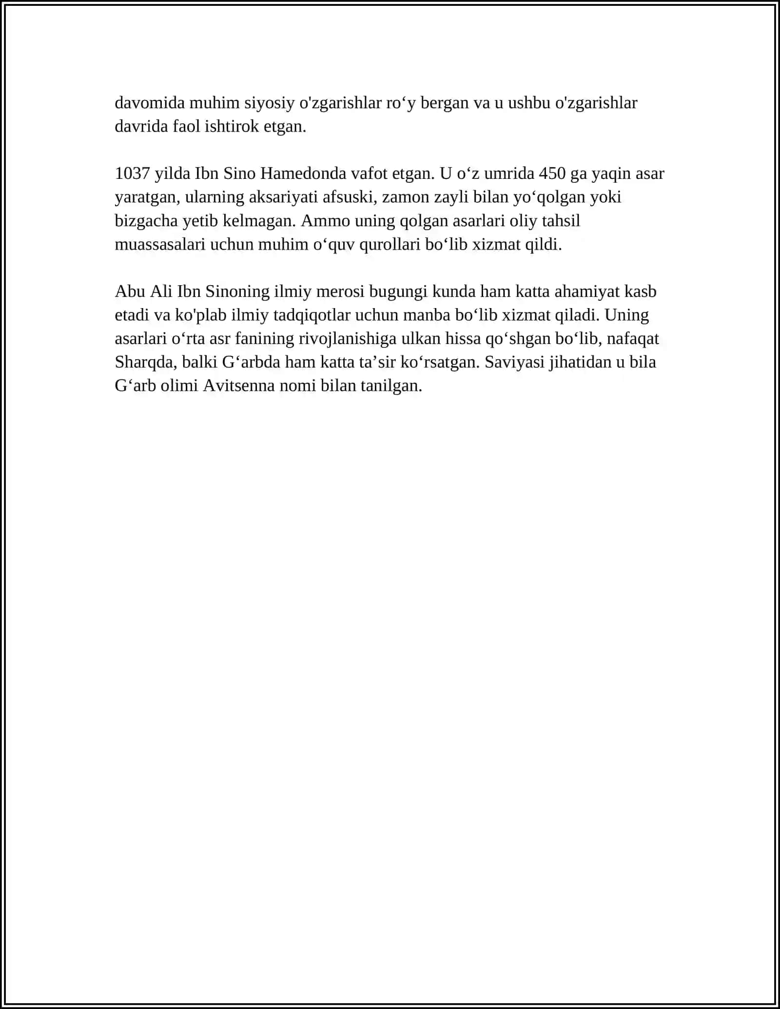 MUSTAQIL ISH Mavzu: ABU ALI IBN SINONING "TADBIR AL-MANOZIL" ASARI HAQIDA MA'LUMOTLAR 4