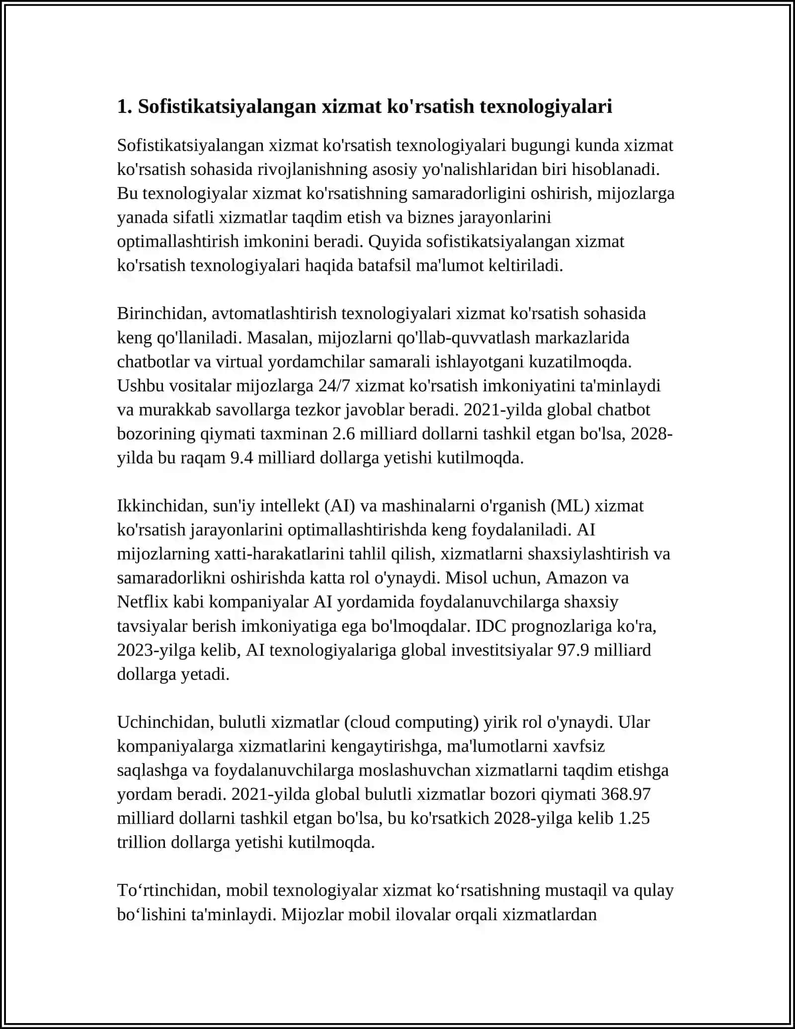 Sofistikatsiyalangan xizmat ko'rsatish texnologiyalari 4