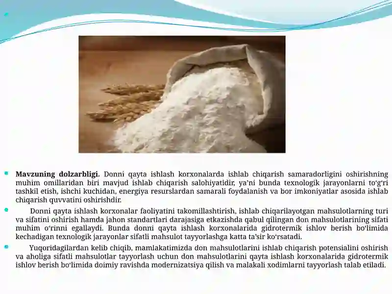 "QISHLOQ XO‘JALIGI MAHSULOTLARINIQAYTAISHLASH TEXNOLOGIYALARI" 4