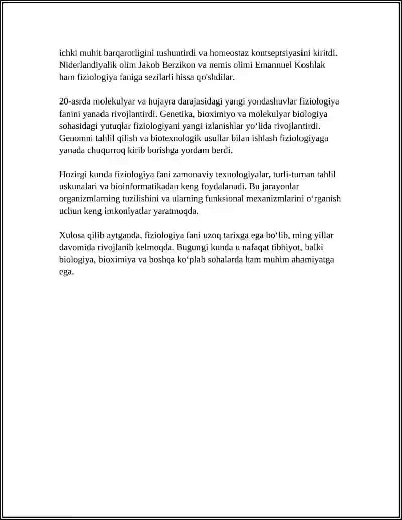 FIZIOLOGIYA FANI, RIVOJLANISHI, TIBBIYOTDA AHAMIYATI 4