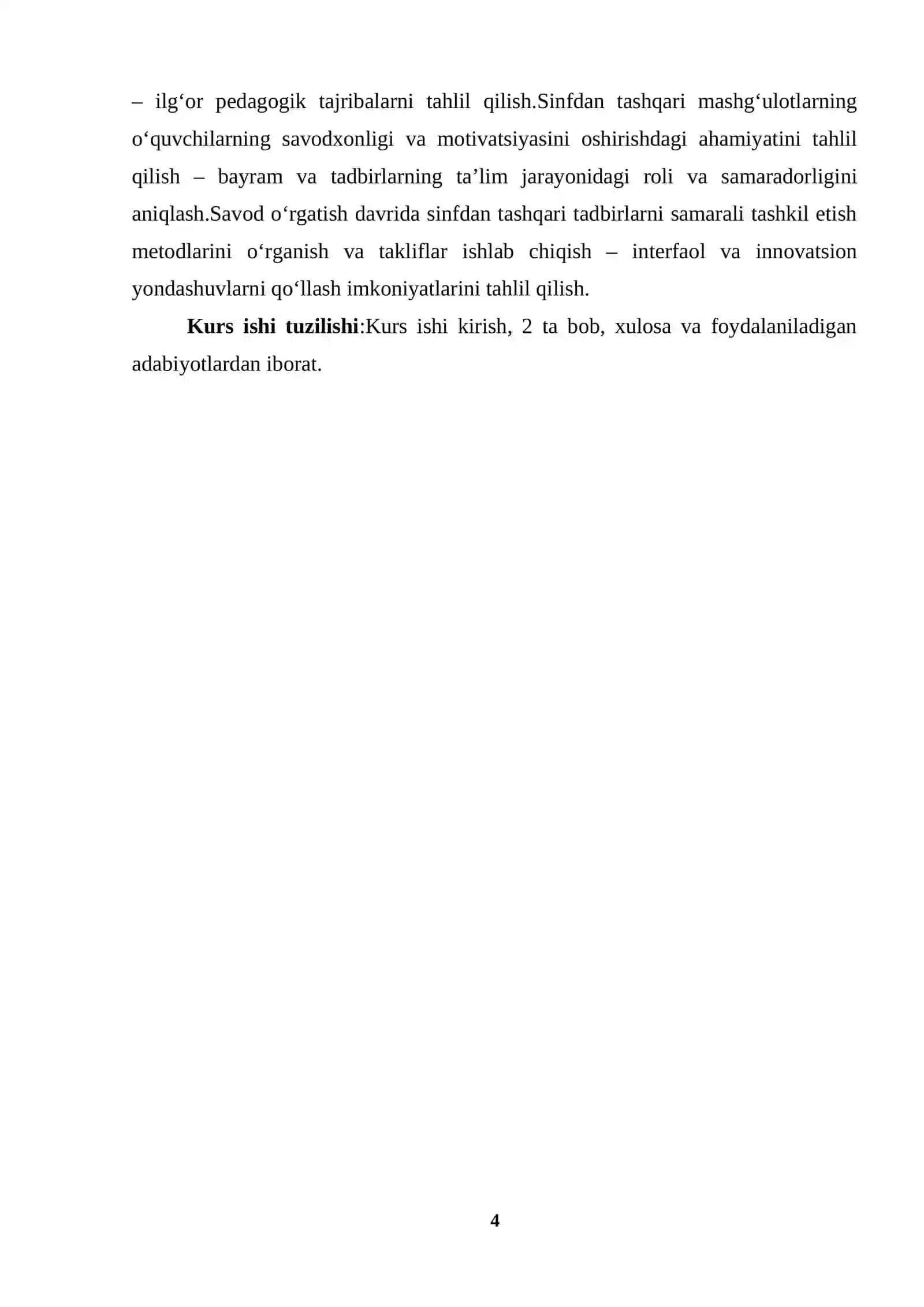 SAVOD O‘RGATISH DAVRIDA SINFDAN TASHQARI ISHLAR («SAVODXONLIK» BAYRAMI VA SHUNING KABILAR) NI UYUSHTIRISH 4