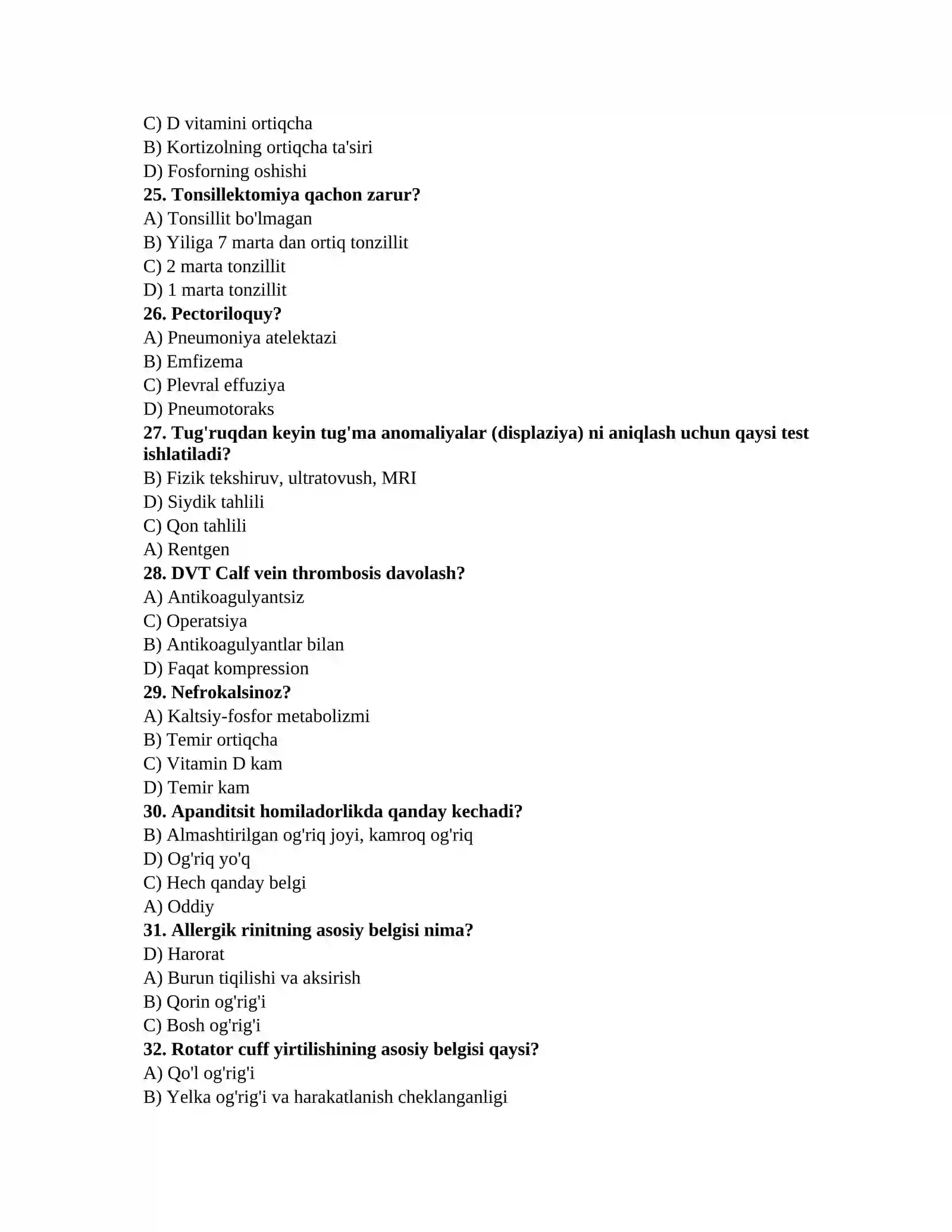 Tibbiyot ishga kirish testlari 4