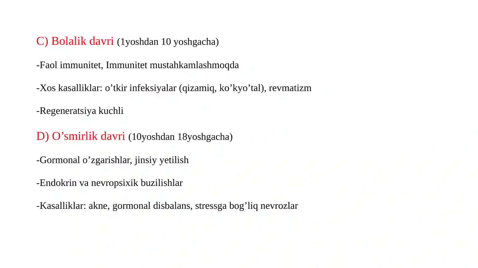 Patalogiyada organizm yoshining roli 4