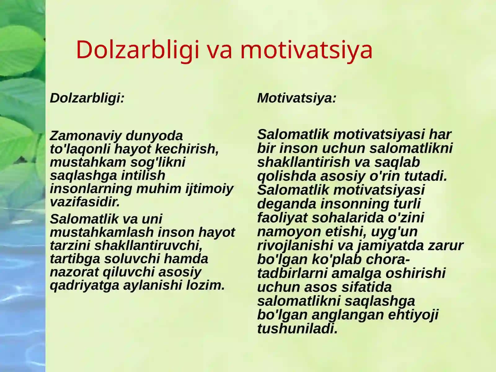 Salomatlik darslari foydali amaliyoti 4