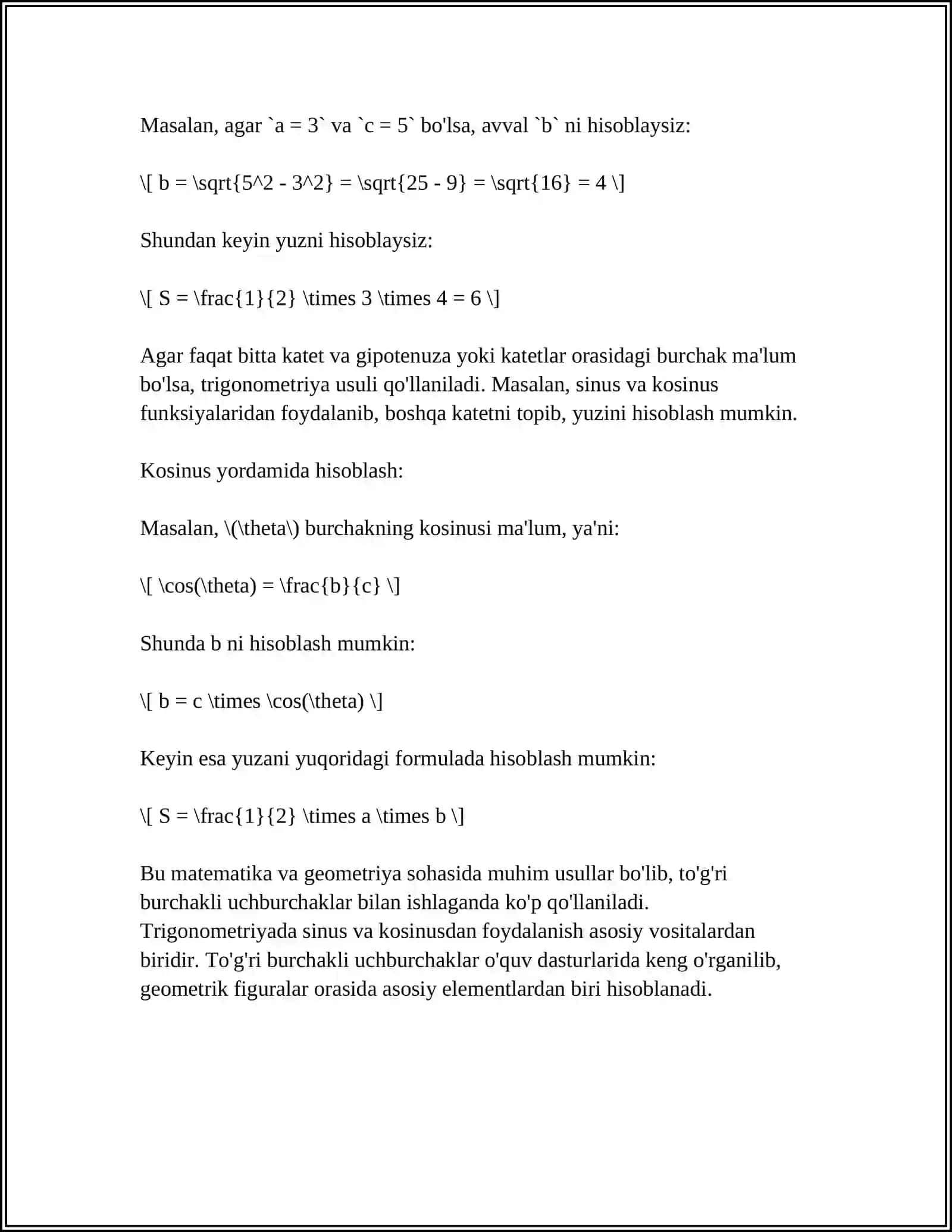 PLAN VA KARTADA YUZANI HISOBLASH 4
