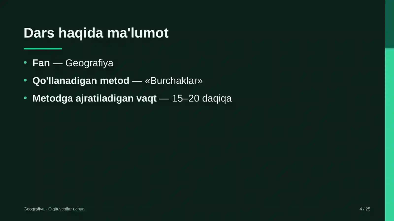 geografiya darslarida burchaklar metodidan foydalanish 9231 4