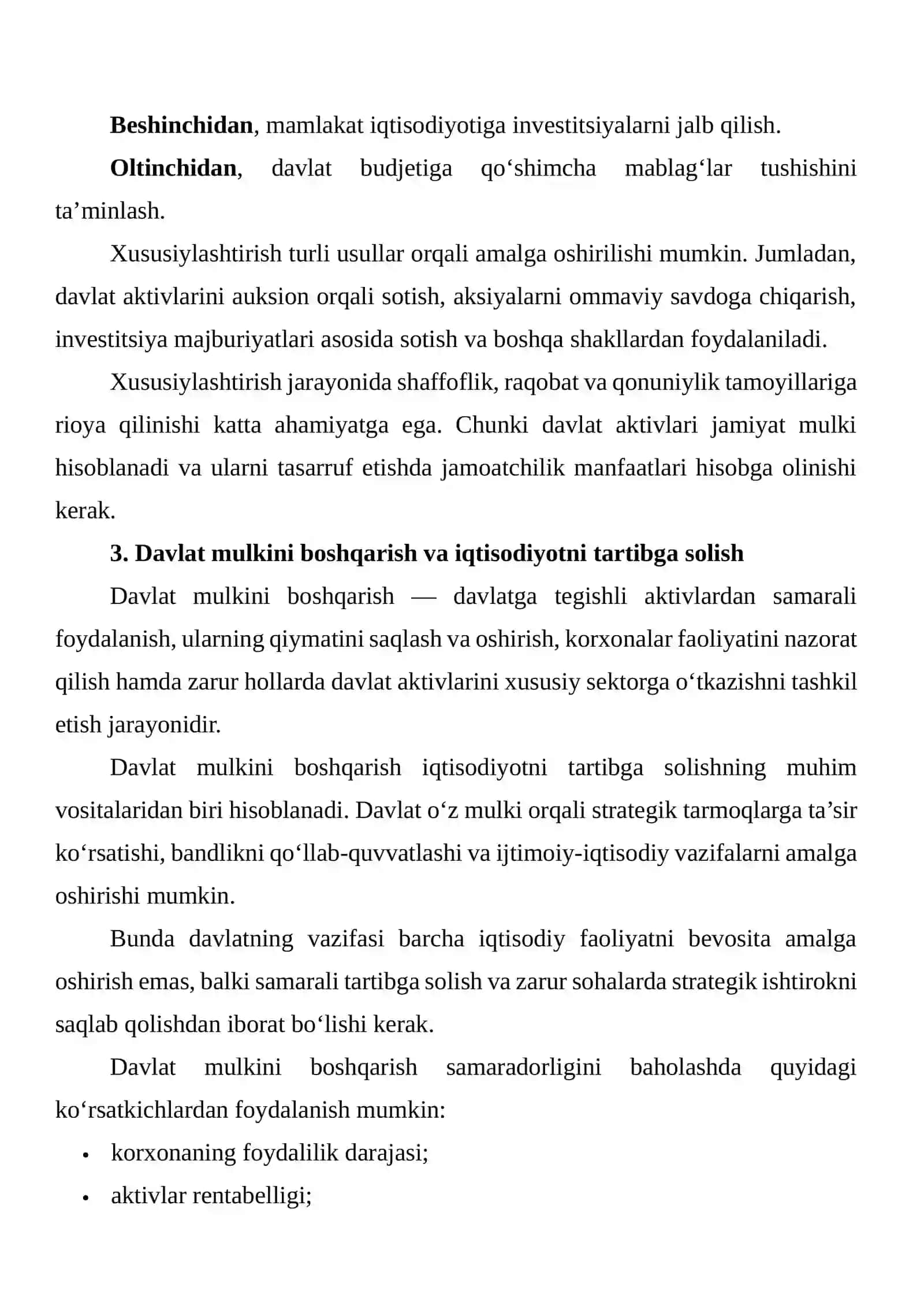 Davlat Mulkini Xususiylashtirish va Boshqarish 4