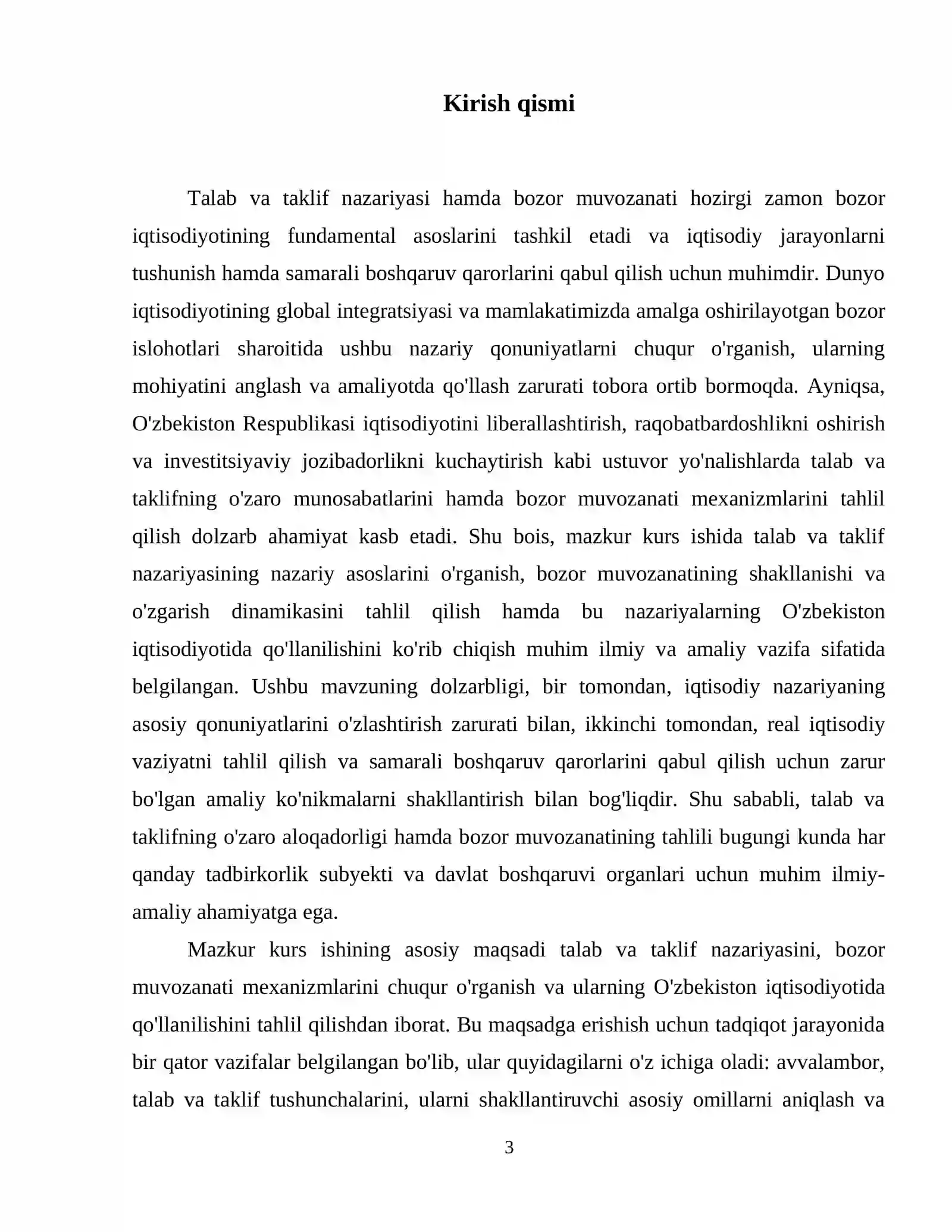 TALAB VA TAKLIF NAZARIYASI. BOZOR MUVOZANATI 4