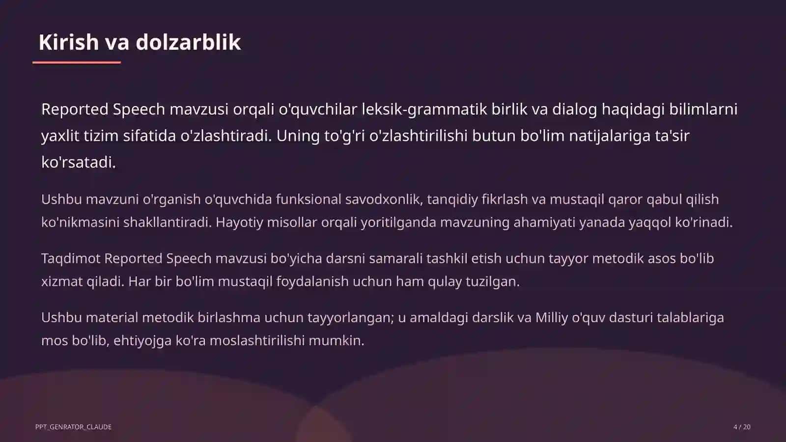 Reported Speech (9-sinf) 4