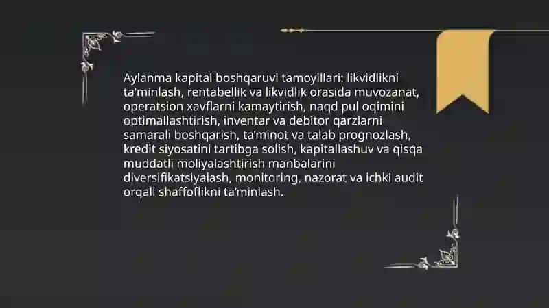 Korporativ tuzilmalarda aylanma kapital 4