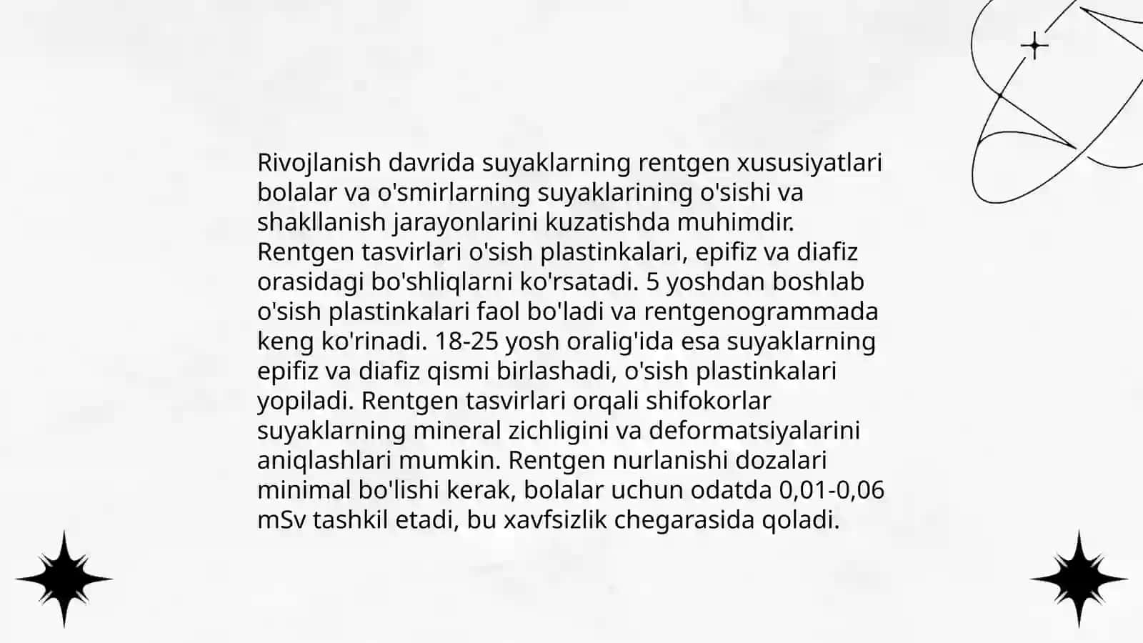 Skelet suyaklarining rentgenanatomiyasi. Skeletning rivojlanish anomaliyalari 4