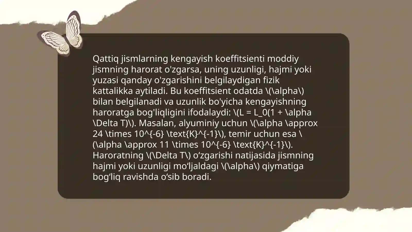 Qattiq jismlarning issiqlikdan kengayishi 4