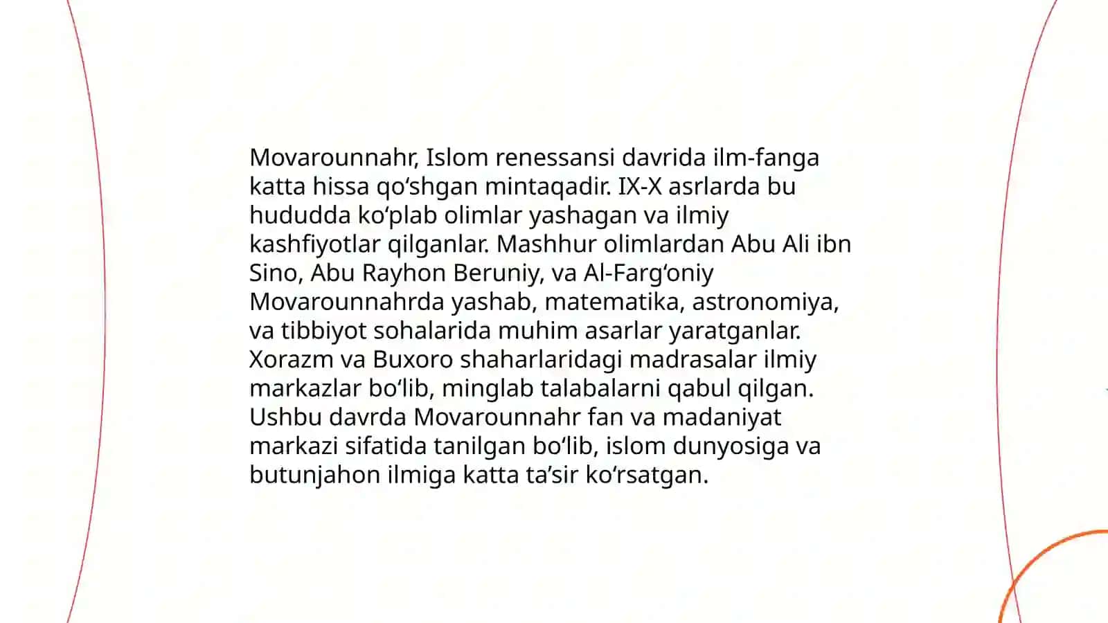 IX-XII asrlarda mamlakatimiz hududida ro'y bergan madaniy uyg'onish (Renessans) 4