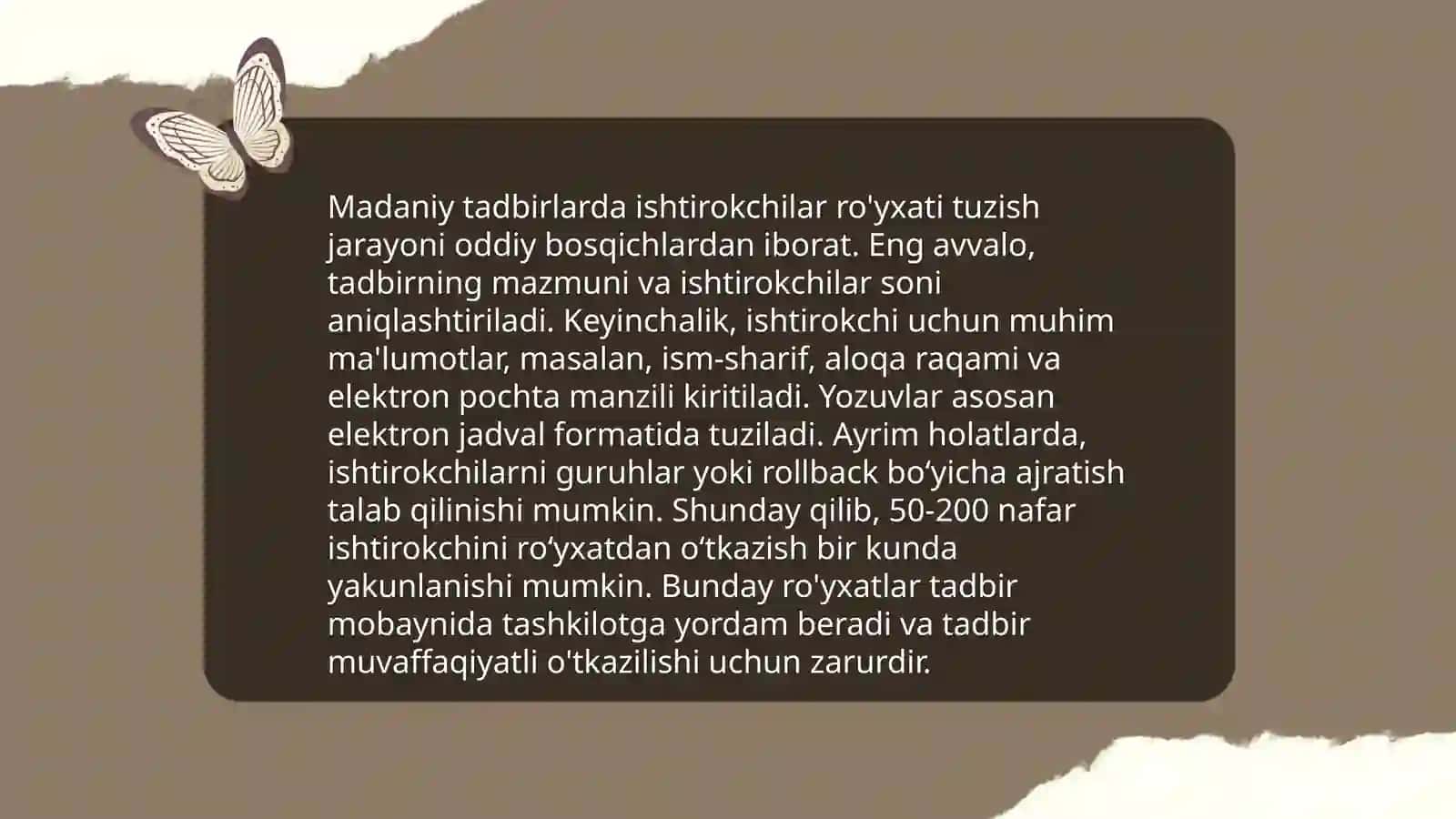 Madaniy tadbirlar uchun hujjat tayyorlash 4